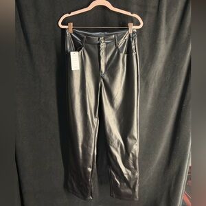 Black Straight Leg Leather Pants
